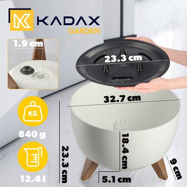 KADAX Blomkruka, Planter, Lock, Ben, Insats, Blomställning, 33cm, Vit, Rund Skål