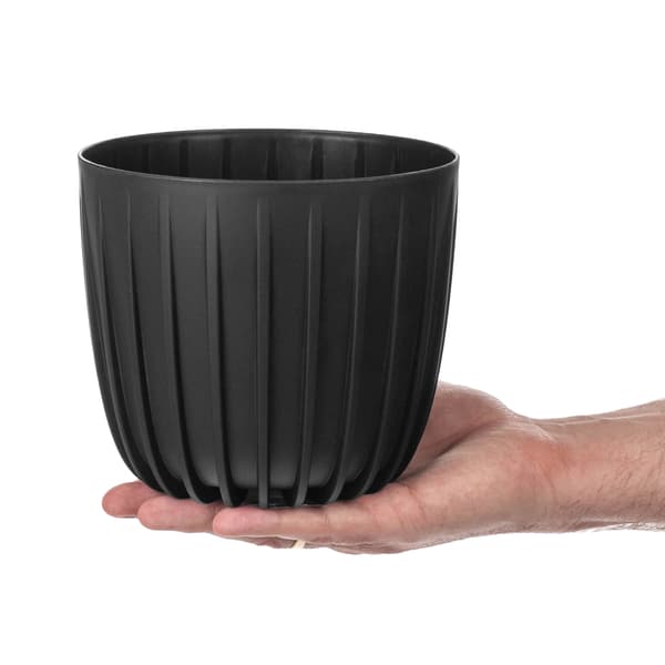 KADAX Urtepotte Urtepottedæksel 16 cm Rund Plastik Blomsterfod Sort