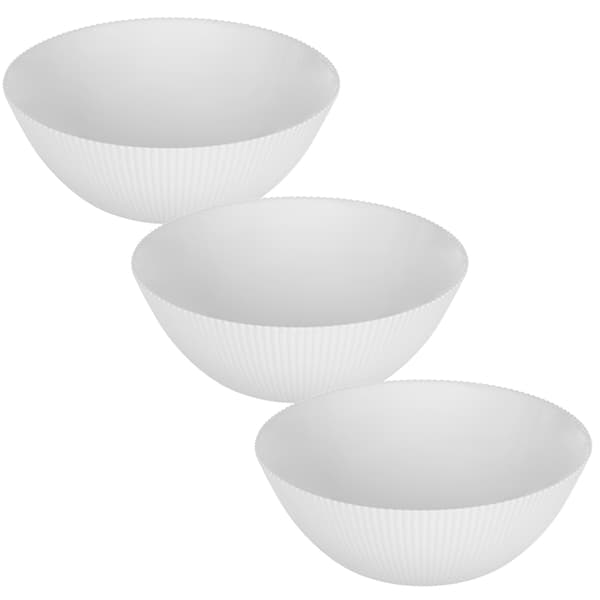 KADAX Salladsskål 20 cm Glas För Soppsnacks Vit Räfflad Set med 3