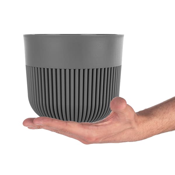 KADAX Urtepotte, Urtepottedæksel, 15 cm, Plast, Rund, Ribbet, Grå