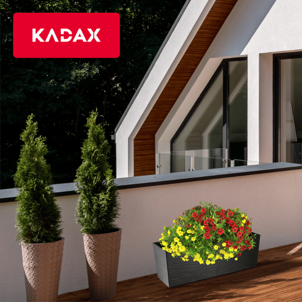 KADAX Urtepotte Balkonkasse med Indsats Blomsterstativ til Balustrade 19x56cm