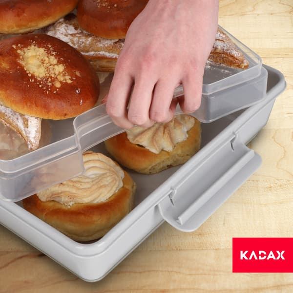 KADAX Plastbehållare för kakor, bakverk, kakask, rektangulär, stor