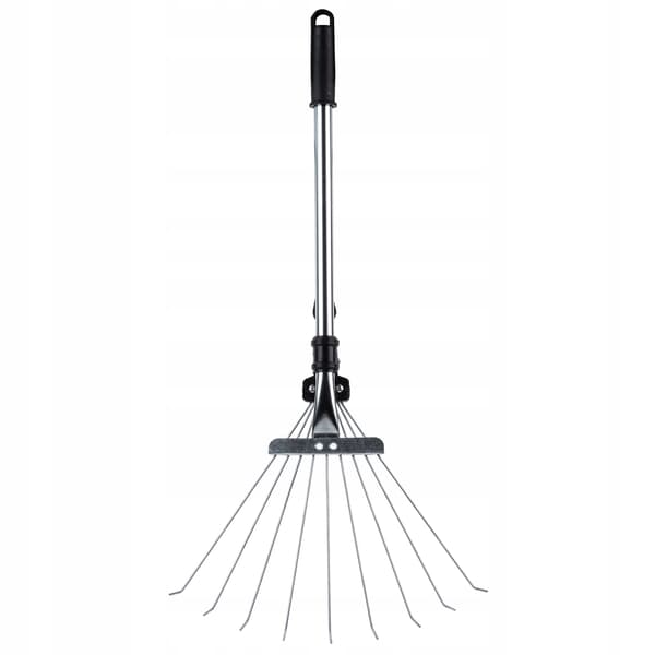 KADAX Metalrive til blade og græs, lille haverive, 65 cm, 9 tænder, justerbar