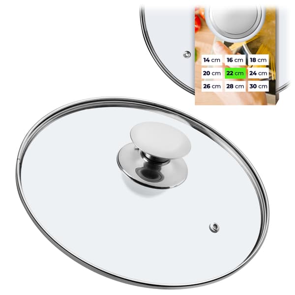 KADAX Glaslåg 22 cm Universal Varmebestandigt Gryde- og Pandedæksel