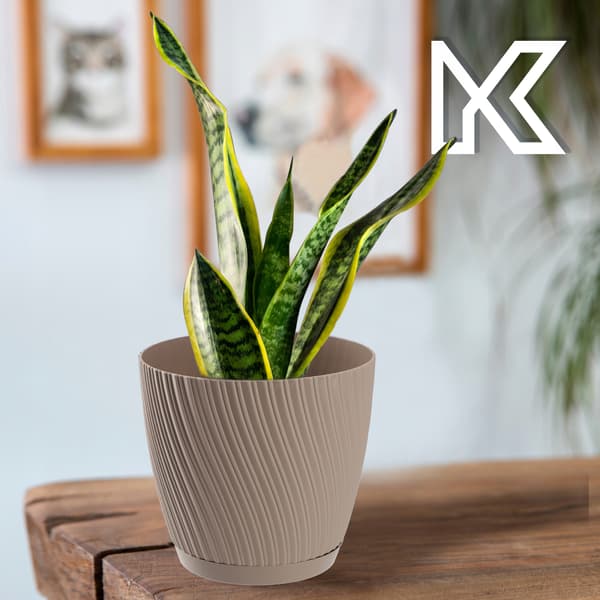 KADAX Blomkruka med blomställning, lock, rund skål, 27 cm, brun