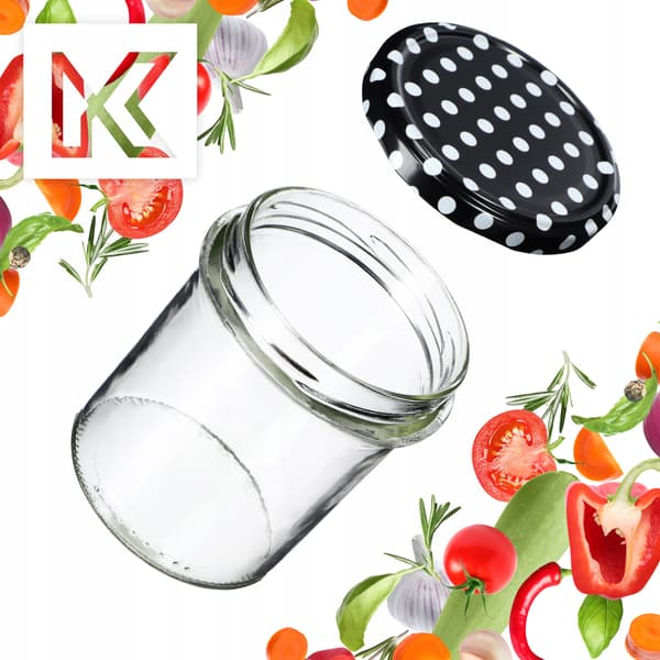 KADAX Avila muurauspurkit 350ml 10kpl 82mm + kannet "Mustat herneet"