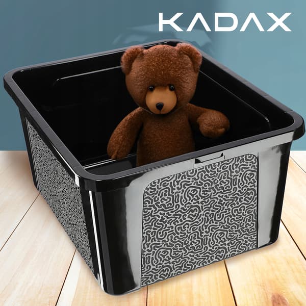 KADAX 20L plastbehållare med lock svart låsbar stor organizerbox