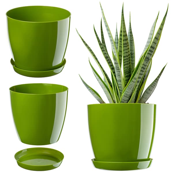 KADAX Blomkruka med fat Plastlock 20cm Grön Blomkruka Kadax