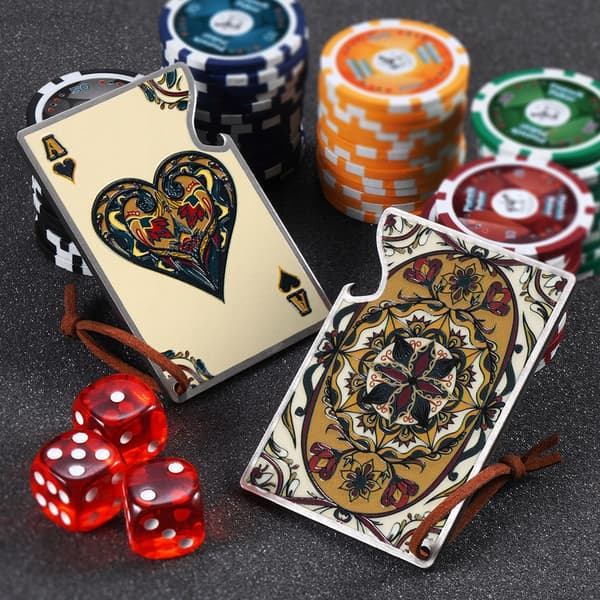 KADAX Flasköppnare Ölflaska Metall Hjärter Ess Poker Presentkort