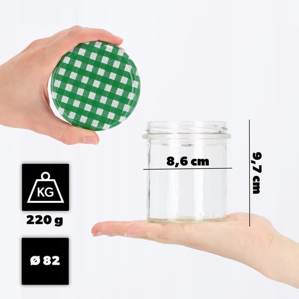 KADAX Avila muurauspurkit 350ml 10kpl 82mm + "Green Lattice" kannet