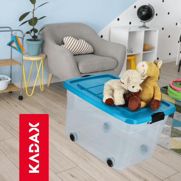 KADAX Legetøjsbeholder Stor Kasse på Hjul Plastik Stor 60L