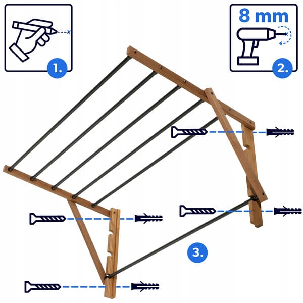 KADAX Trätorktumlare för badrum 85 cm väggmonterad Eco
