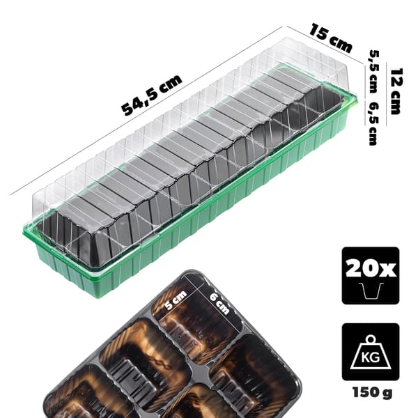 KADAX Mini drivhus Mini drivhus Drivhus 20 kamre Frøplante såbakke