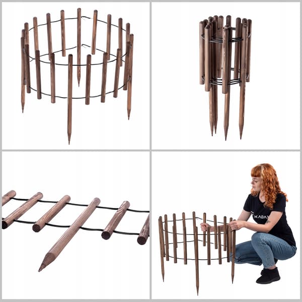KADAX Havepalisade 185 cm havekant træhegn brun
