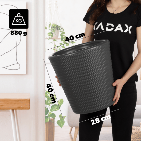 KADAX Urtepotte Plastik Rund 40 cm Antracit