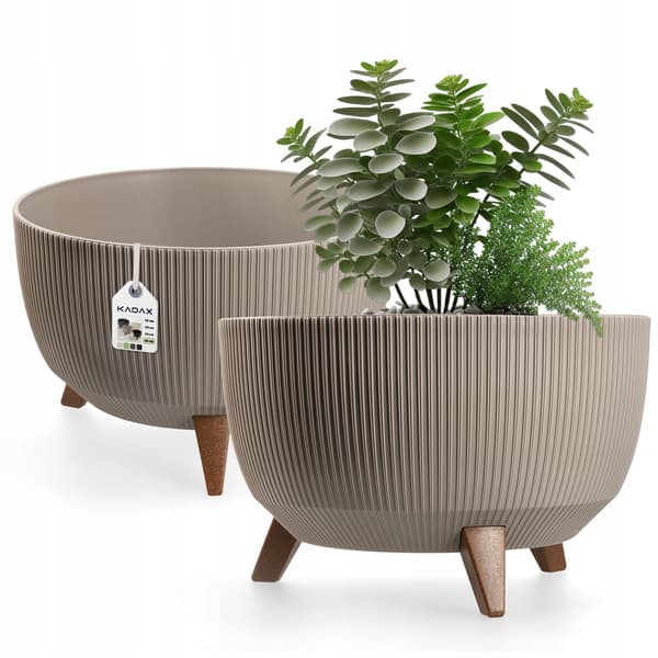 KADAX Urtepotte Havepotte med Ben til Blomster Stor Rund Indsatsskål 40 cm