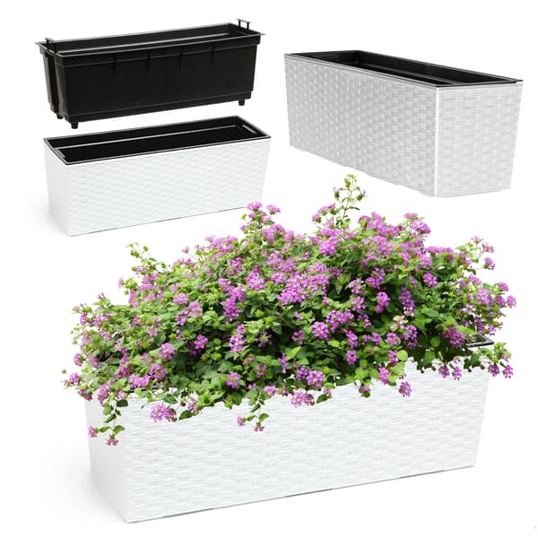 KADAX Blomkruka balkonglåda med insatsblomstativ för balustrad 19x56cm