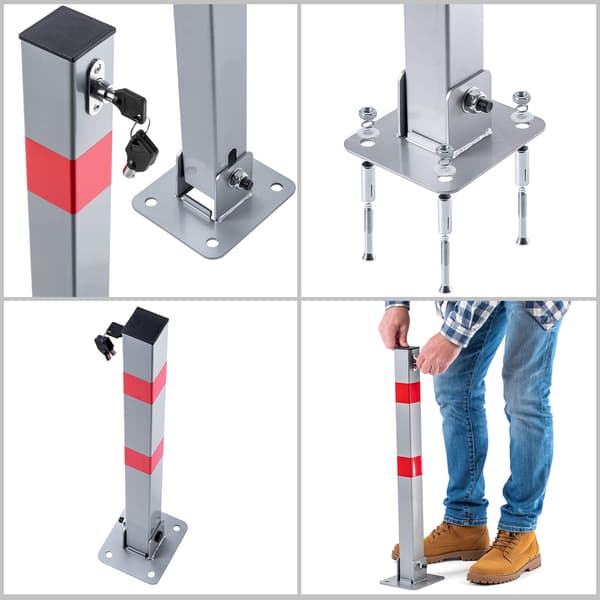 KADAX Parkeringspullert Foldbar parkeringslås med nøgle Afspærring 65 cm