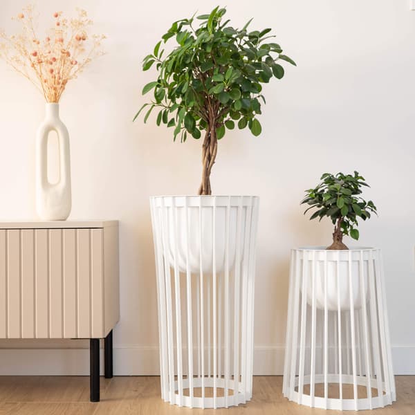 KADAX Loft Dobbeltsidet Hvid Blomsterstander 53,5 cm + Indsats