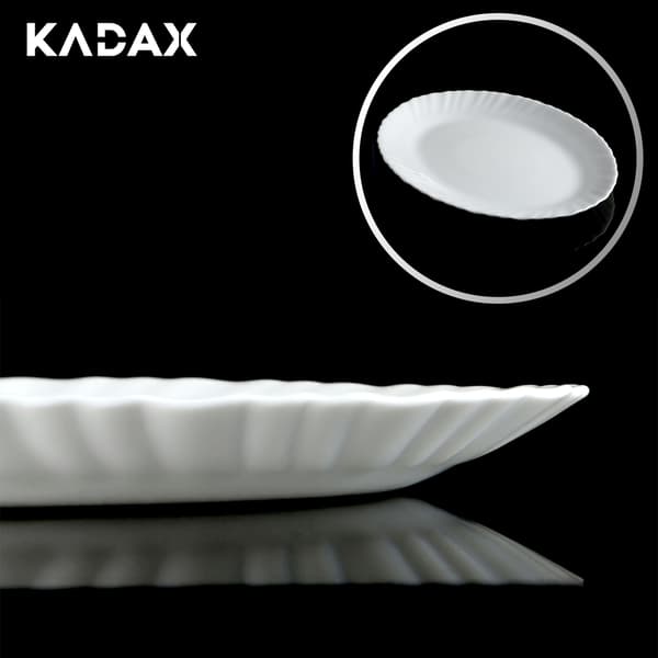 KADAX Ovalt Glas Serveringsfad 25cm Til Snacks Hvidt Fad