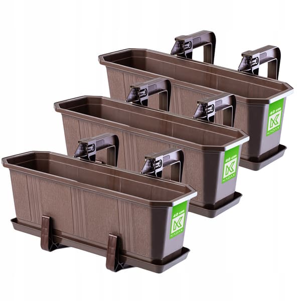 KADAX Balkonkasse 40 cm Urtepotte Urtepotteholder Håndtag 3 stk.