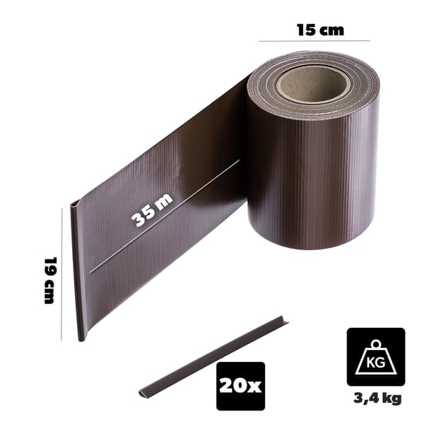 KADAX Hegnsafdækningstape til hegnspaneler, Hegn, UV-beskyttelse, 20 klips, 19x35M