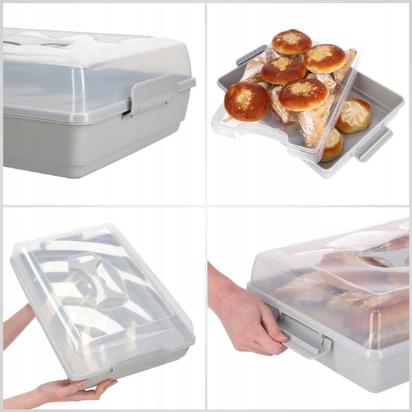 KADAX Plastbehållare för kakor, bakverk, kakask, rektangulär, stor