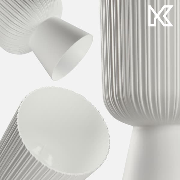 KADAX Urtepotte Urtepotte Plæne Plastiklåg 18 cm Blomsterfod Hvid
