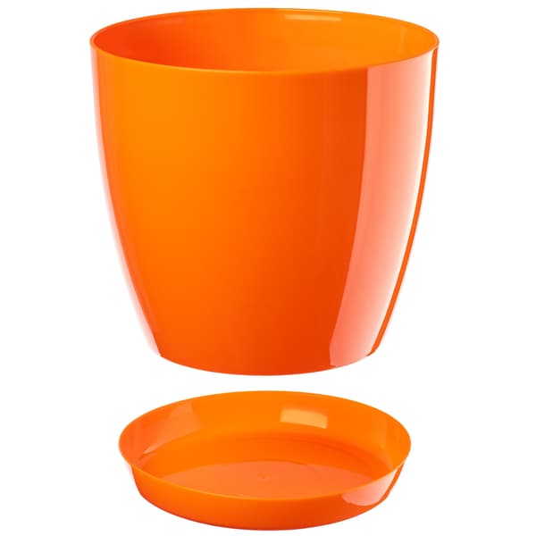 KADAX Urtepotte med Underkop Plastlåg Urtepotte 18cm Orange Kadax