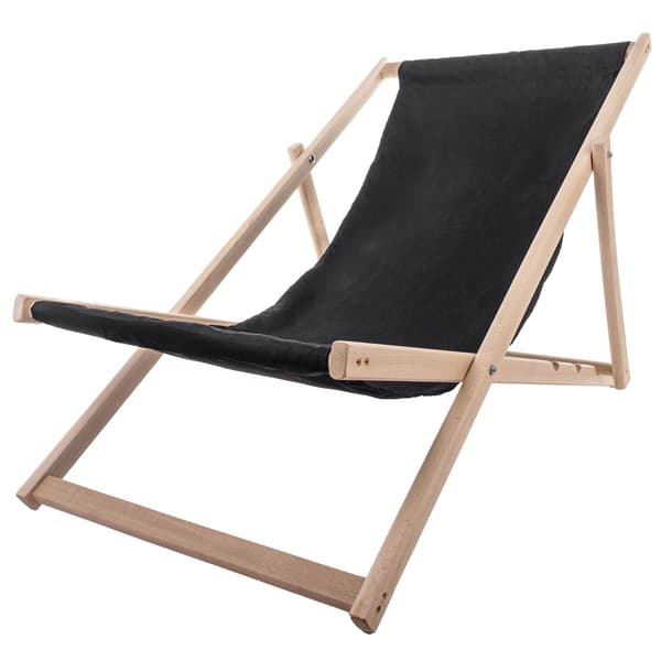 KADAX Træ Have Strand Liggestol Sammenklappelig til Terrasse Sort Poleret Producent