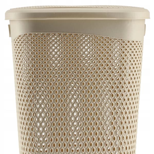 KADAX Tvättkorg med lock, plastbehållare, 55 l, beige