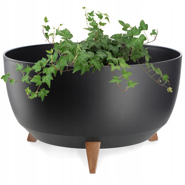 KADAX Urtepotte 47 cm Låg + Indsatsben Blomsterfod Sort