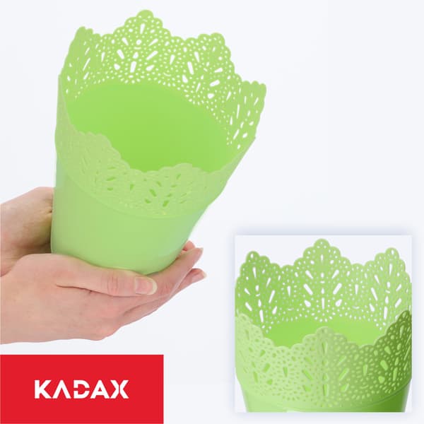 KADAX Urtepotte, Urtepotte, Høj Blomsterfod, Blank, 14,5 cm, Grøn