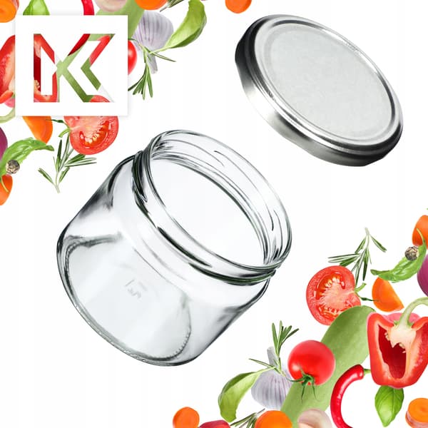 KADAX Sonka muurauspurkit 330ml 10kpl 82mm + hopeanväriset kannet