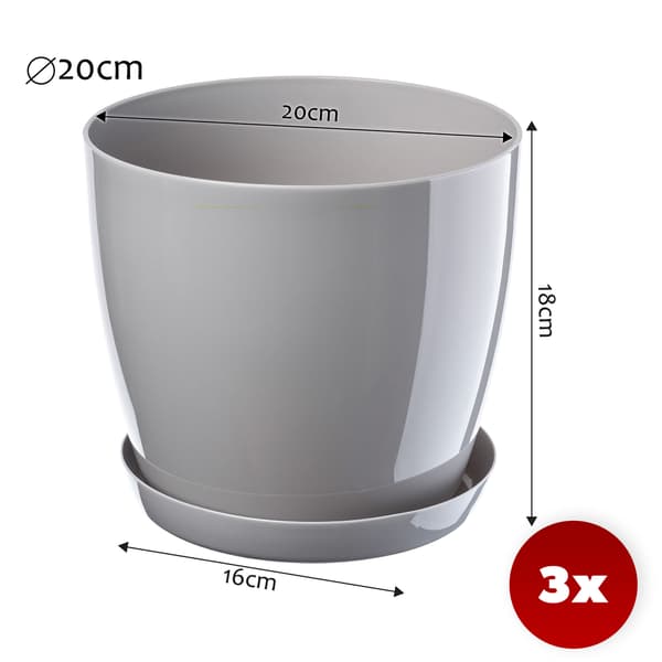 KADAX Blomkruka, Planter, Lock, 20cm, Blomställning, Grå Plast, 3 st.