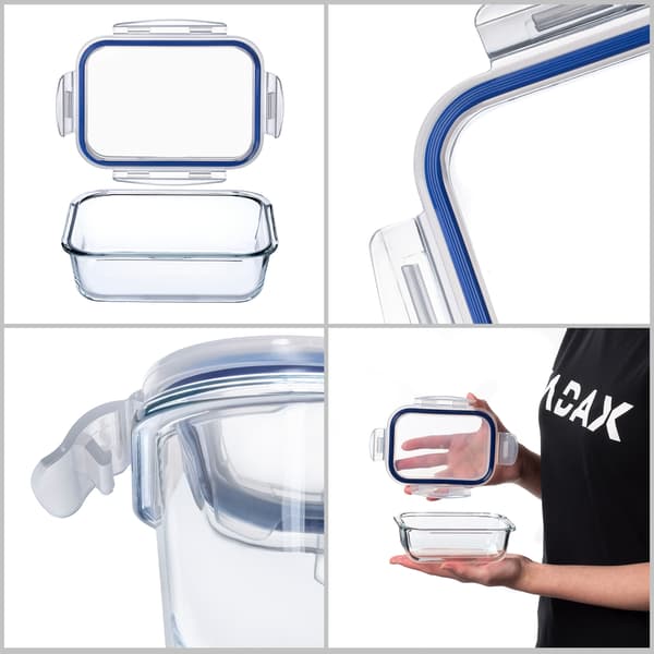 KADAX Glasmatbehållare 370ml med lock Matlåda 4x