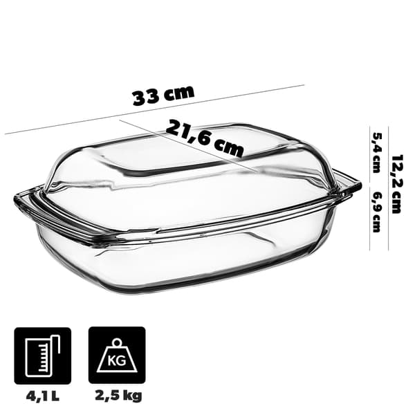 KADAX Rektangulär Ugnsform i Glas 4,1L Med Lock