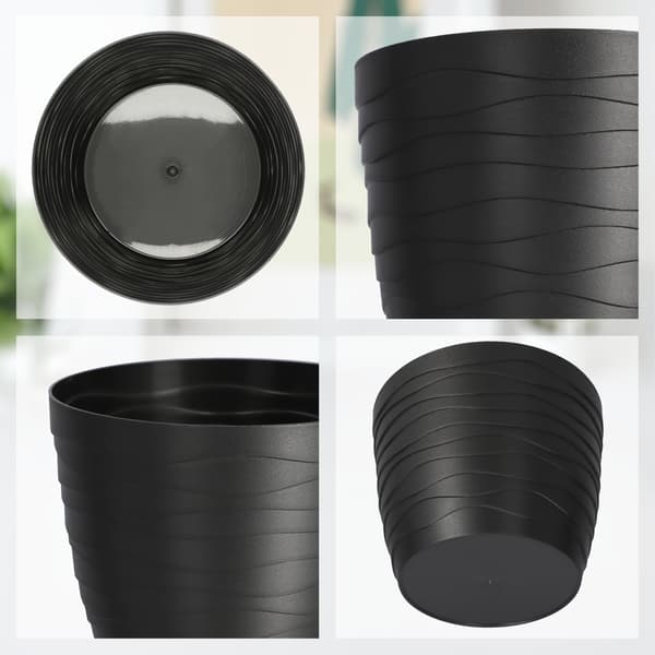 KADAX Urtepotte Plastikpotte til Blomster og Planter Sort Rund 17 cm
