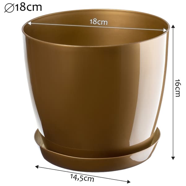 KADAX Urtepotte med Blomsterfod Rund Låg 18 cm Plastik Gul