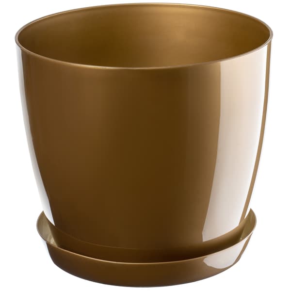 KADAX Urtepotte med Underkop, Plastlåg, 12 cm Guld Urtepotte, Kadax