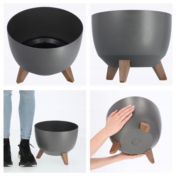 KADAX Blomkruka, Planter, Lock, Ben, Insats, Blomställning, 29 cm, Antracit, Skål, 2 st.