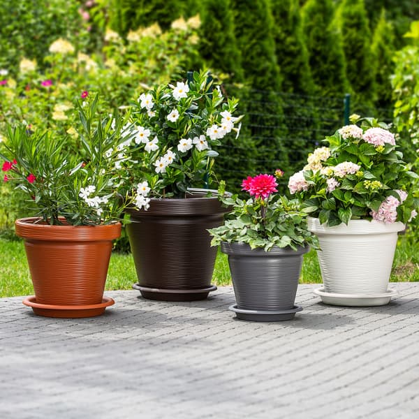 KADAX Urtepotte Havepotte til Blomster Låg med Underkop Stor Brun 55cm