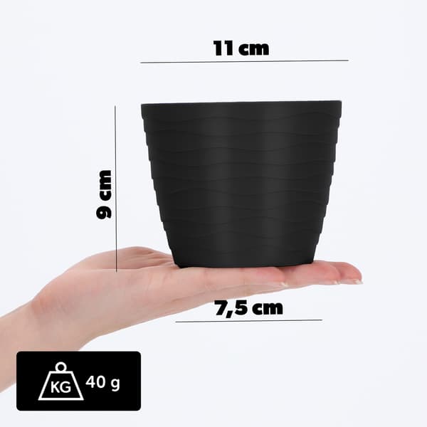 KADAX Urtepotte Plastikpotte til Blomster og Planter Sort Rund 11 cm