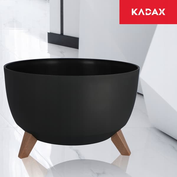 KADAX Urtepotte, Plantekasse, Låg, Blomsterfod, Sort, 40 cm Rund, + Indsats