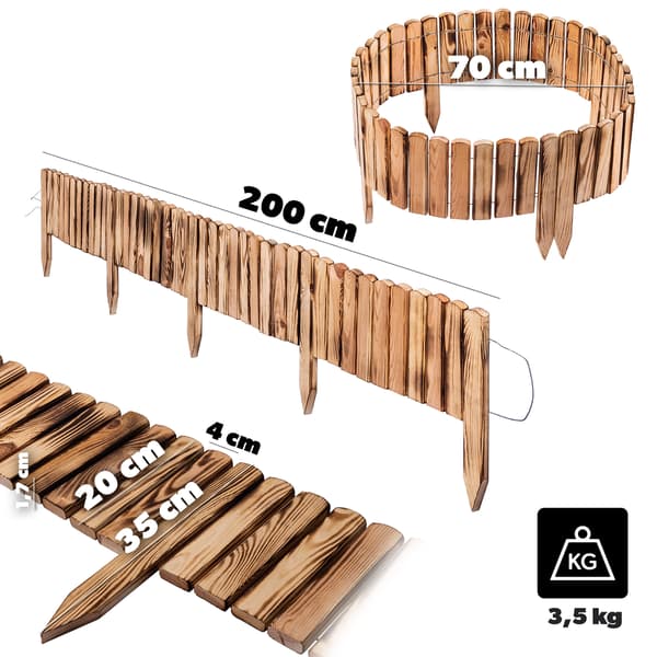 KADAX Płotek rabatowy drew L200 h20 opalany K17395