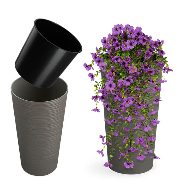 KADAX Blomkruka, Blomkruka, Hög, 47 cm, Med Insats, För Vardagsrum, Grå