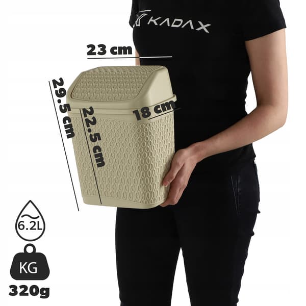 KADAX Beige Avfallsbehållare för Badrum 6,2L, Tippbar
