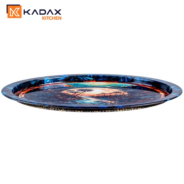 KADAX Dekorativ serveringsbakke, rund, stor, palmetræ, 32,5 cm