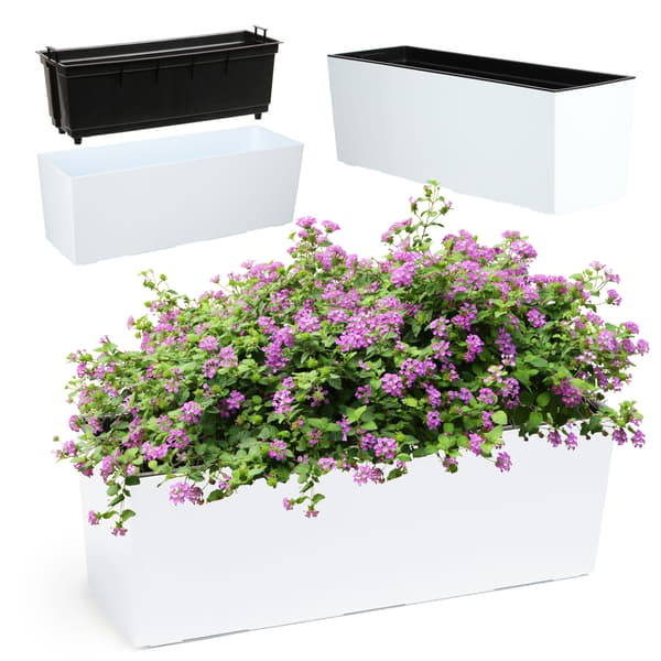 KADAX Blomkruka balkonglåda med insatsblomstativ för balustrad 19x56cm