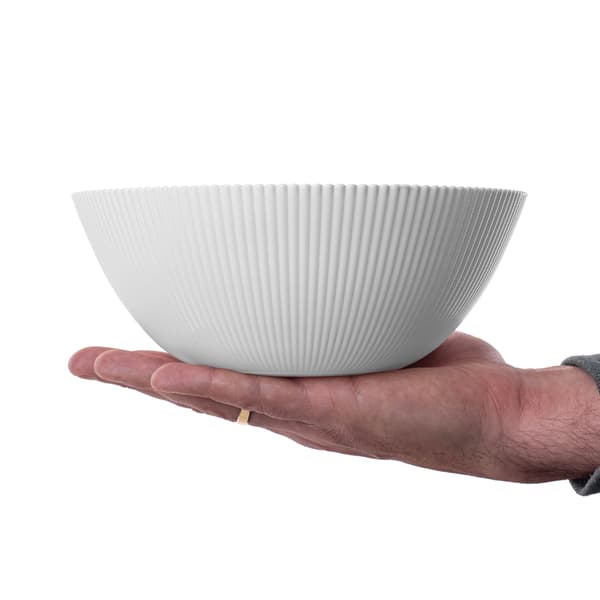 KADAX salatskål 20 cm glas til suppe, snacks, hvid, rillet, sæt med 6